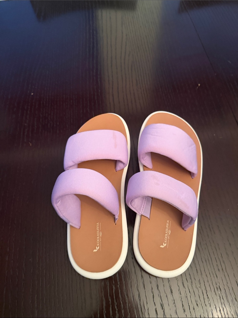 Koolaburra Kids Lavender Double-Strap Slides with White Sole